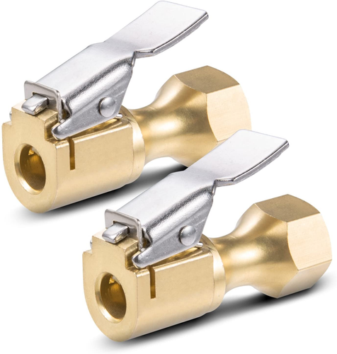 Air Chuck, Heavy Duty Closed Flow Lock on Tire Chuck with Clip for Inflator Gaug