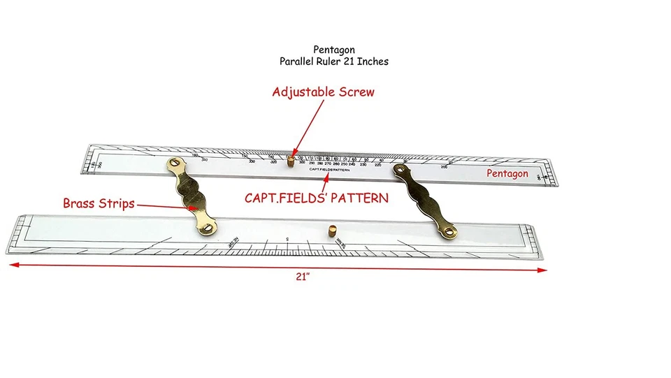Regla Paralela Instrumento de Navegación Regla con Caja de Madera 21"" Herramienta Precisa Foto 2 de 4