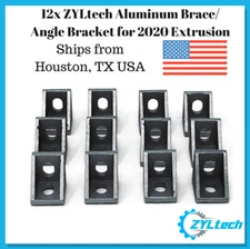 12x 90° 20mm Aluminum Brace/Angle Bracket for 2020 Extrusion