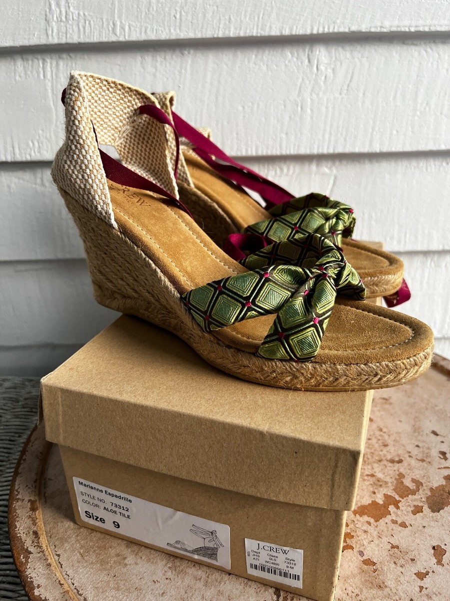 NEW IN BOX CREW MARIANNE PLATFORM WEDGE ESPADRILLE ALOE TILE Size
