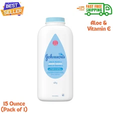 Johnson's Baby Powder, Naturally Derived Cornstarch with Aloe & Vitamin E, 15 Oz