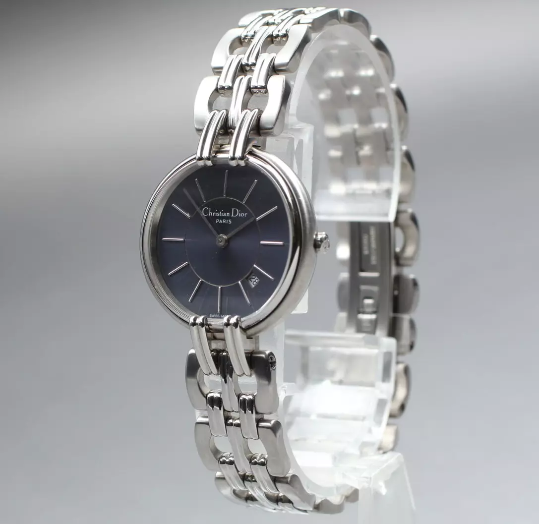 [Presque comme neuve] Montre pour femme Christian Dior Bagheera D66 100 cadran bleu marine quartz argenté