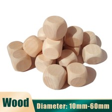 Wooden Dice Plain Blank Dice Dia 10mm-60mm Unpainted Wood Cube Dice DIY Dice