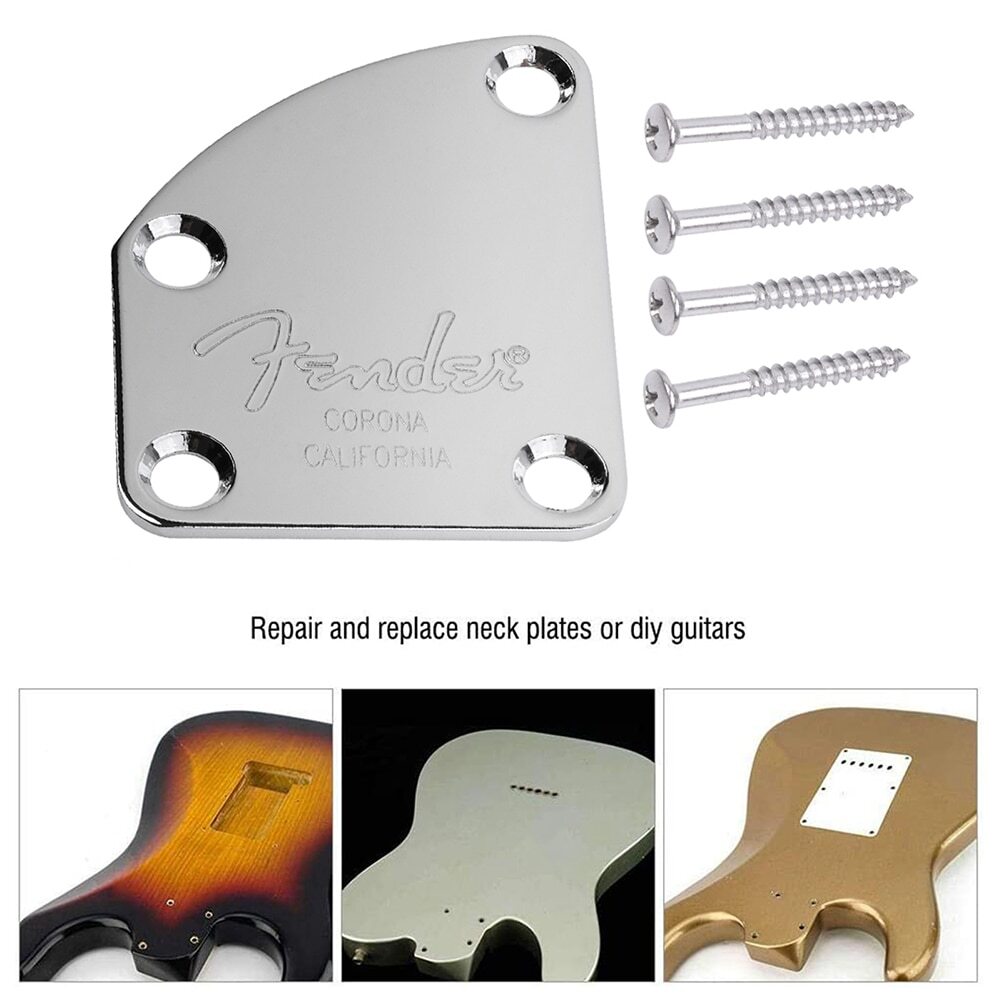Electric Guitar Neck Plate for Fender 4-hole Curved Cutaway Electric Guitar Neck Plate for Fender 4-hole Curved Cutaway