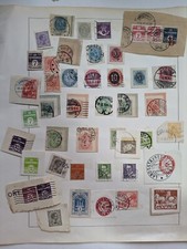 Denmark  collection postal stationary and postcards cut squares on  album page