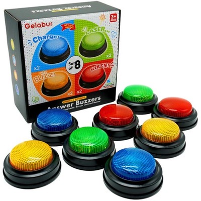 Quiz Buzzer Set 8er-Pack, Lernspiel, Klassenzimmer, Teamspiele, mit Licht