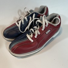 Dexter Bowling Shoes Women's 7.5 Leather Red Navy Blue Rental Style Vintage