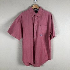 Tommy Hilfiger Shirt Mens Large Red Cotton Button Down Logo Pocket Casual