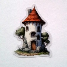 Fairy Tale Castle House Clear Vinyl Decal Sticker Water Resistant Laptop Gift