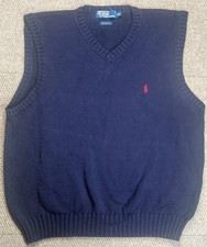 Polo by Ralph Lauren Vtg Men's Blue V-Neck Sweater Vest Size XXL