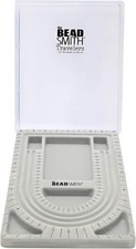 The Beadsmith Bead Board with Cover, Grey Flocked, 3 U-Shaped Channels, 6 Recess
