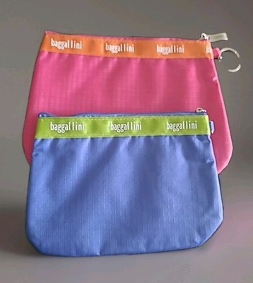 2 x BAGGALLINI washable / sturdy/travel or Purse cosmetic bags pink & blue. New