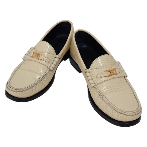 Auth CELINE - Cream Leather Women's Shoes - Picture 2 of 6