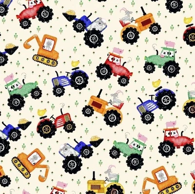 OASIS By The Yard, Tractor Toss, Cotton FLANNEL, $3.99 Ships ANY Amount Of Fabric!