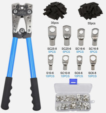 Heavy Duty Cable Battery Crimping Tool Wire Lug Crimper Terminal Copper Lugs Set