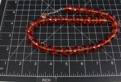 VINTAGE 70’S ORANGE CRYSTAL GLASS BEAD NECKLACE  - Bild 2 von 2