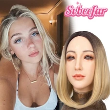 Realistic Silicone Female Mask Headwear Face Masks for Crossdresser Drag Queen