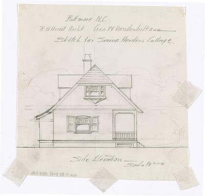 Asheville NC Biltmore Estate 1888 Swine Herder's Cottage Elevation Sketch