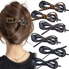 6PCS Bow Hair Clips Leather bow twist clip Bowknot Ponytail Holder Fashion Ho...