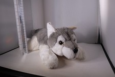 FAO Schwarz Husky Plush Adopt A Pet Stuffed Animal Gray Siberian Dog Lying 13"