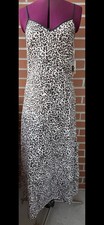 NWT Sincerely Jules Women's Medium Cheetah Animal Print Linen Blend Maxi Dress