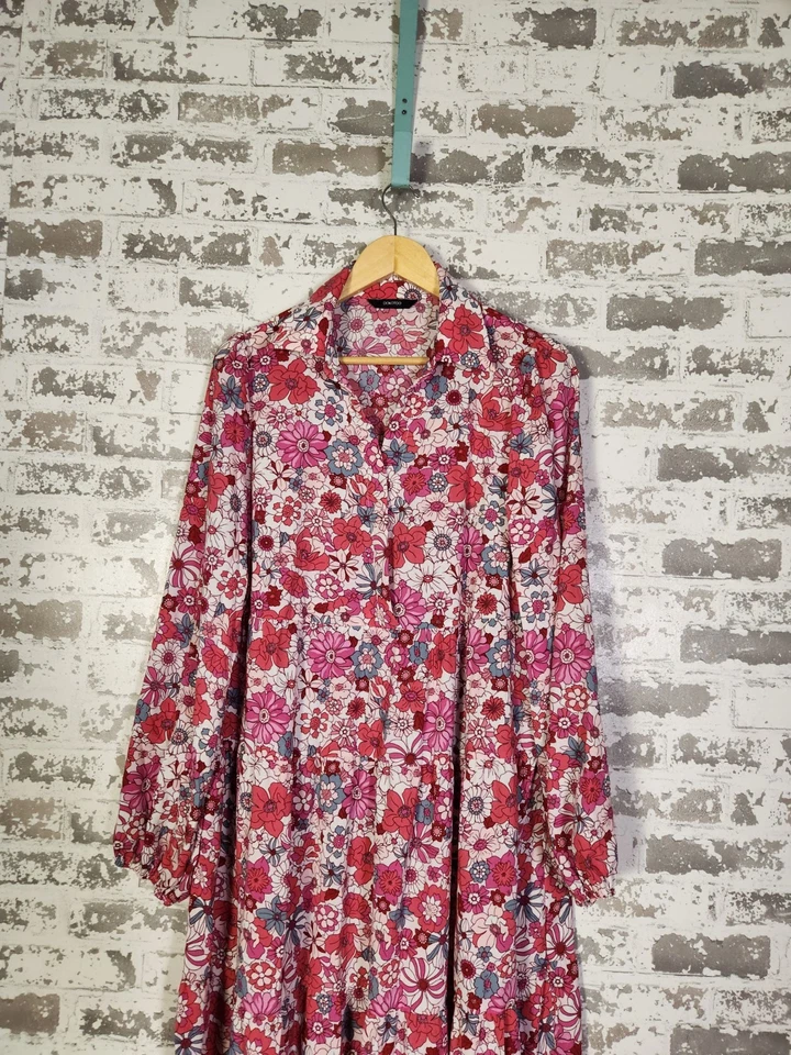 DOKOTOO Floral Maxi Dress Size XL Red Boho Hippie Tiered Flowy Peasant  - Image 2 of 4