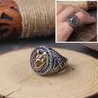 Stainless Steel Viking Wolf Ring Rune Biker Punk Gold Fashion Men's Gift Jewelry