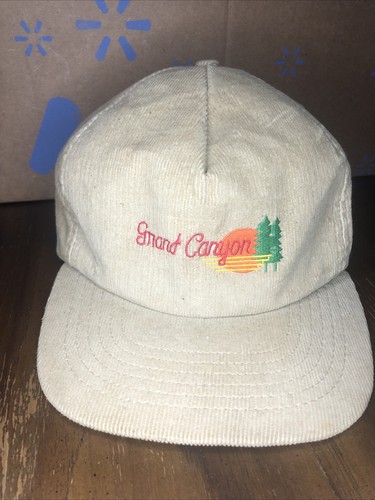 Cappello Grand Canyon in velluto a coste marrone berretto camionista snapback ricamato vintage - Foto 1 di 8