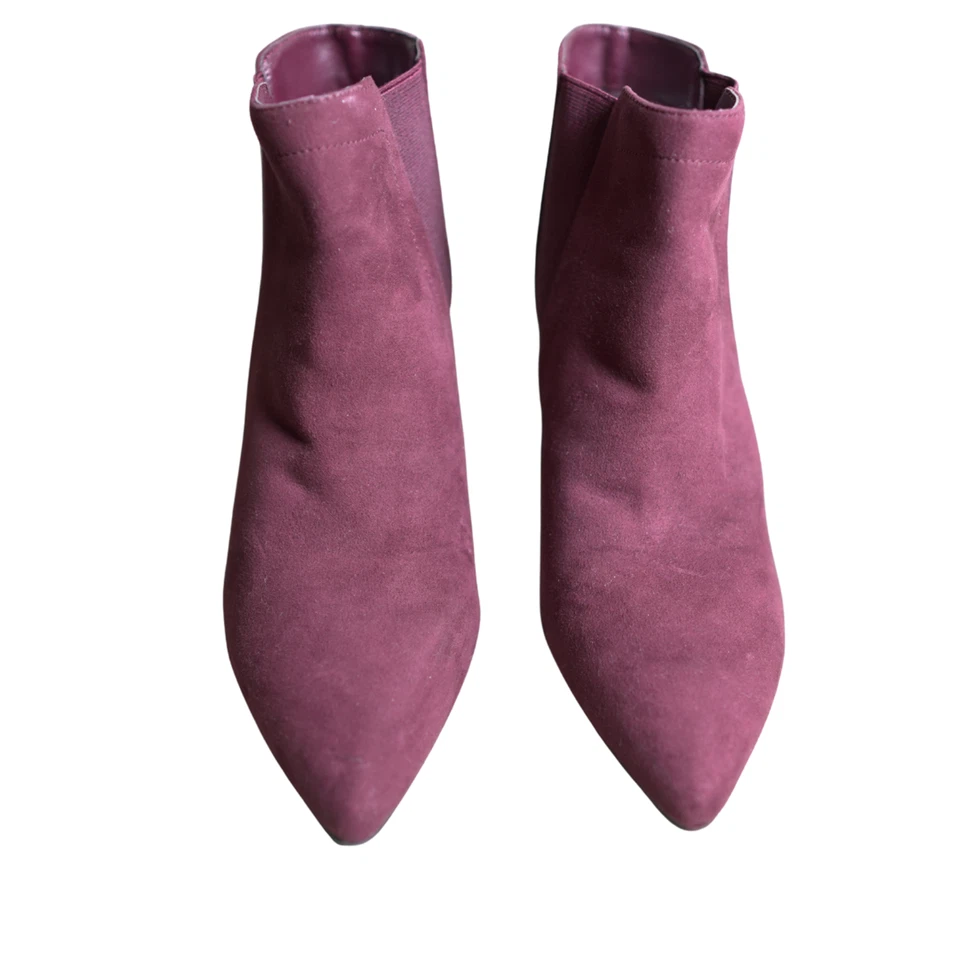 Botines Ann Taylor Tacón de Agujero Recto Gamuza Botas Borgoña Femenino 7M Nuevos sin Etiquetas Foto 2 de 4