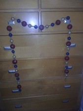 Patricia Breen 72" Garland Decorate Red, Blue,& Gold Christmas Bead Decor