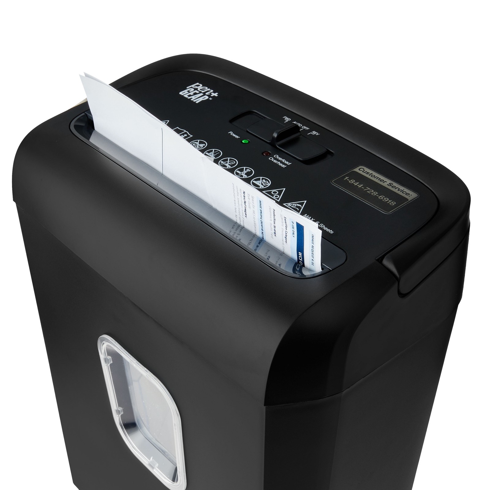 Pen+Gear 6-Sheet Micro-cut Paper/Credit Card Shredder with 3.4 Gallon Bin, Black
