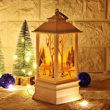 Christmas LED Light Up Lantern Flickering Candle Lamp Xmas Tree Hanging Ornament
