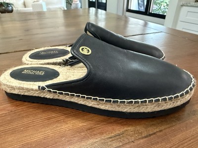 michael kors emilia 8M Black Leather Espadrille Slide Worn Once