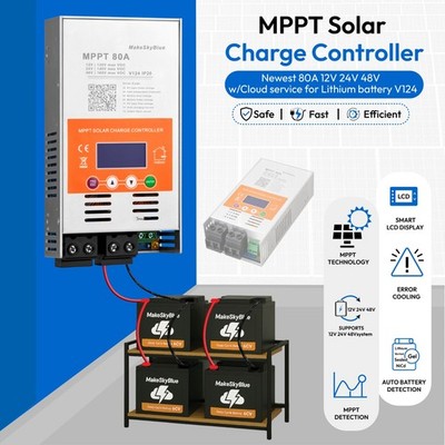 MakeSkyBlue MPPT Solar Laderegler 80A für 12V 24V 48V PV Charge Controller V124