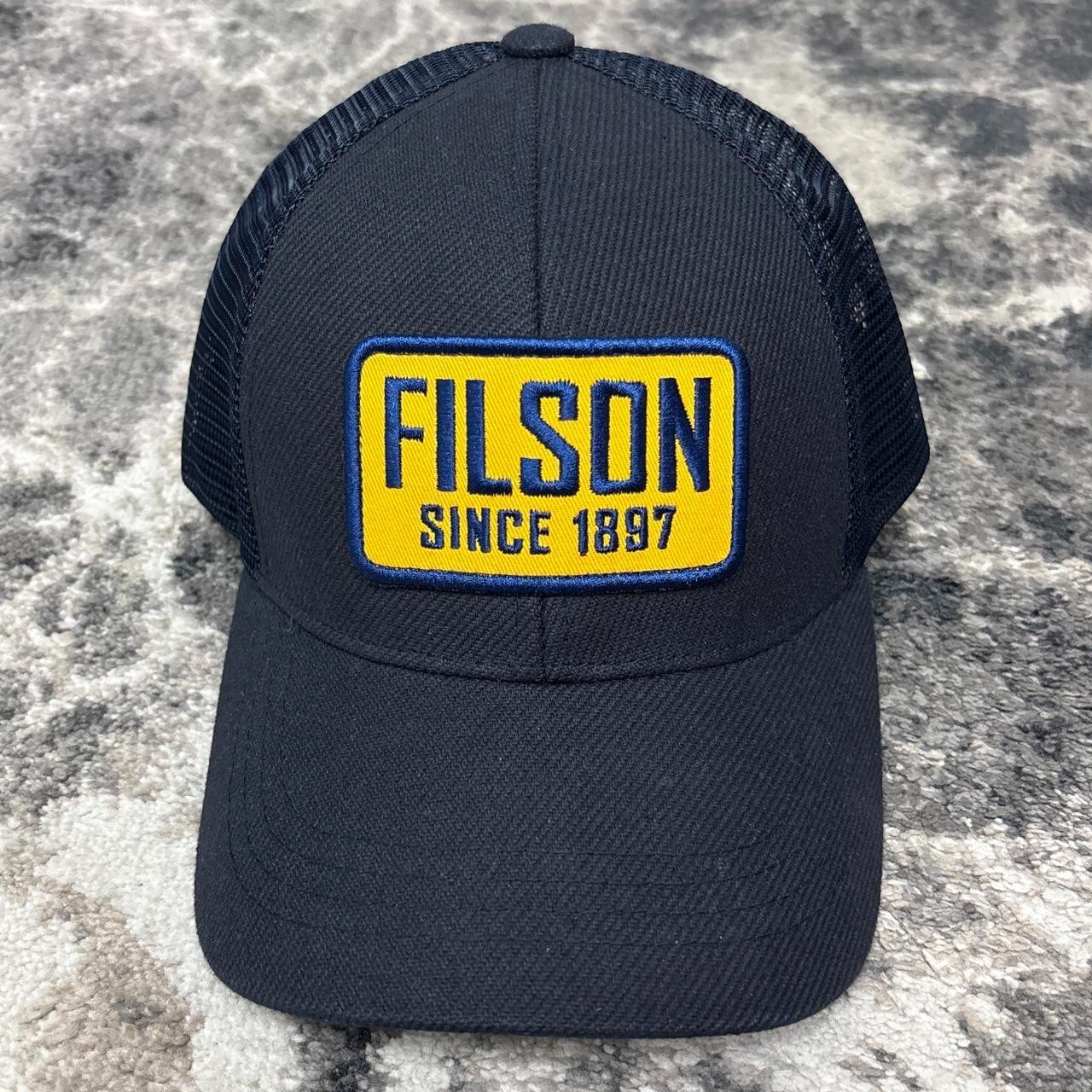 Filson Hat Cap Snapback Navy Blue Logger Trucker Mesh Patch Logo Workwear WA
