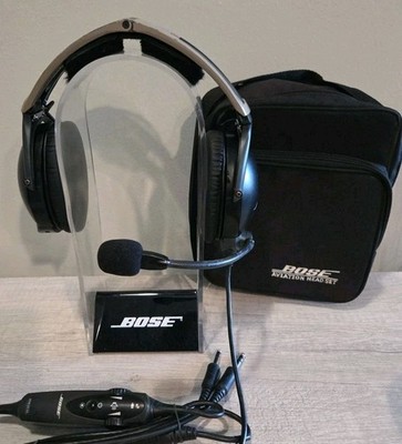 Bose X A10 Aviation Pilot Headset Dual GA Plug w/ Carrying Case & New Mic Cover