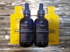 2 TRACE MINERALS Magnesium 4 oz glass bottles...
