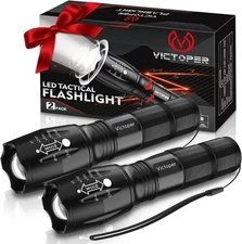 Victoper LED Flashlight 2 Pack, Bright Tactical Torch High Lumens with 5 Modes