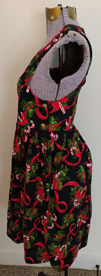 Pam's Kids девочки Рождество Pinafore джемпер платье плиссированные конфеты трости ленты M - Изображение 4 из 4