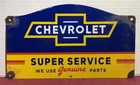 VINTAGE 1962 DATED CHEVY CHEVROLET SUPER SERVICE 12” PORCELAIN SIGN CAR GAS OIL