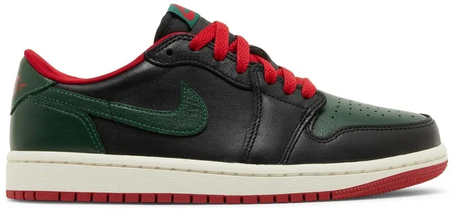 Womens Air Jordan 1 Retro Low OG - Black/Gorge Green-Varsity Red (Size 11) - Image 2 of 4