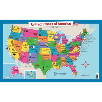 #ad Mapa de pared laminado de Estados Unidos de 18 x 24 pulgadas para niños $14.99
