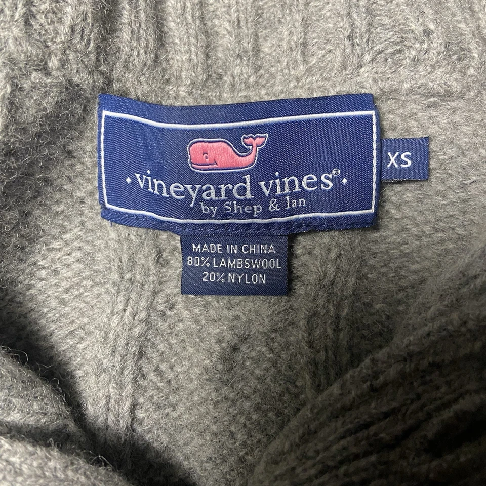 Suéter para mujer Vineyard Vines XS tejido con cable mezcla de lana de cordero 1/4 abotonado Foto 3 de 4