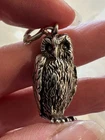 Vtg/Sterling Silver LG Owl Charm/ Pendant/w/detachable LG Spring Ring Clasp/18g