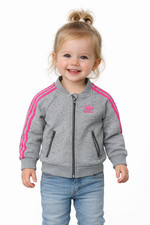 Adidas Originals Tracksuit Jacket Toddler 18-24 Months Gray Heather Pink Stripe
