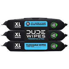 - Flushable Wipes - 3 Pack, 144 Wipes - Unscented Extra-Large Adult Wet Wipes...