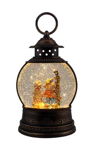 9.5" Fall Scarecrow Fishbowl Glitter Lantern Water Globe B/O 4Hr Timer 72372 - Picture 2 of 2