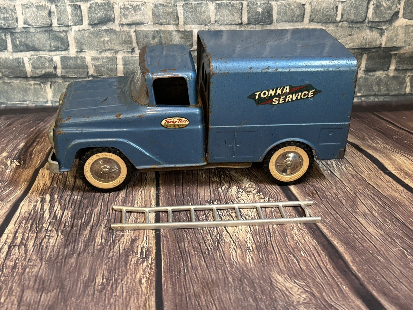 Tonka Toys Blue Service Truck w/Ladder 1959 eBay
