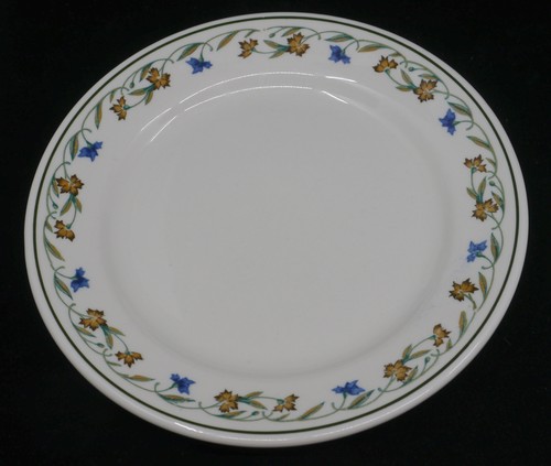 2 VINTAGE SHENANGO CHINA RESTAURANT WARE DINNER PLATES w FLORAL BANDS, 9 INCHES - Picture 2 of 5