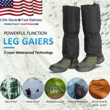 1 Pair 16" Waterproof Climbing Hiking Ski Gaiter Black Leg Cover Boot Legging US